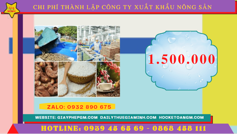 Chi phí thành lập công ty xuất khẩu nông sản tại Hải Dương