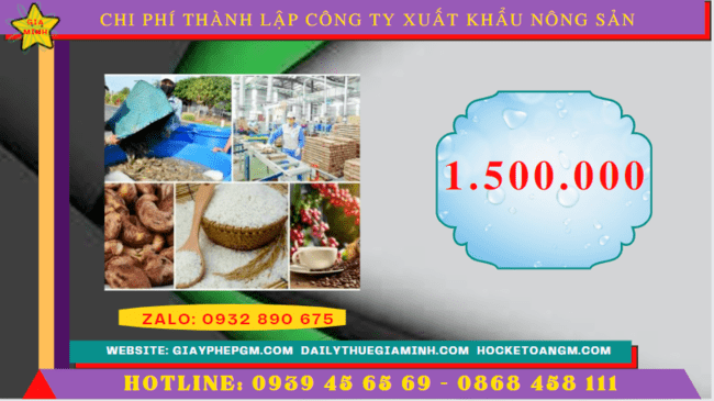 Chi phí thành lập công ty xuất khẩu nông sản tại Hải Phòng