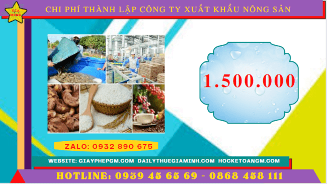 Chi phí thành lập công ty xuất khẩu nông sản tại Hòa Bình