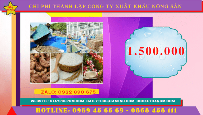 Chi phí thành lập công ty xuất khẩu nông sản tại Kiên Giang