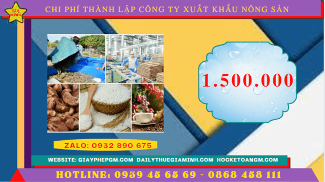 Chi phí thành lập công ty xuất khẩu nông sản tại Long An