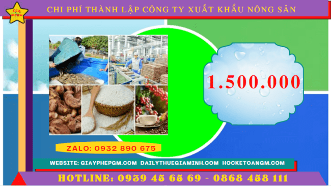Chi phí thành lập công ty xuất khẩu nông sản tại Phú Yên
