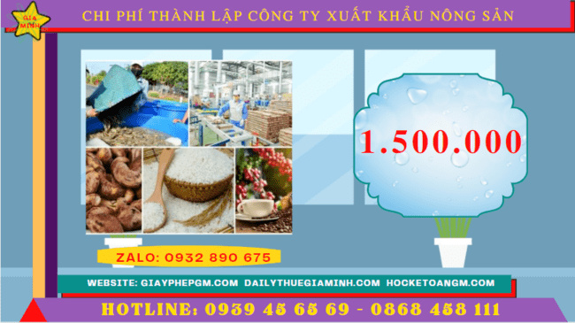 Chi phí thành lập công ty xuất khẩu nông sản tại Quảng Bình