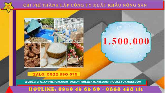 Chi phí thành lập công ty xuất khẩu nông sản tại Quảng Nam