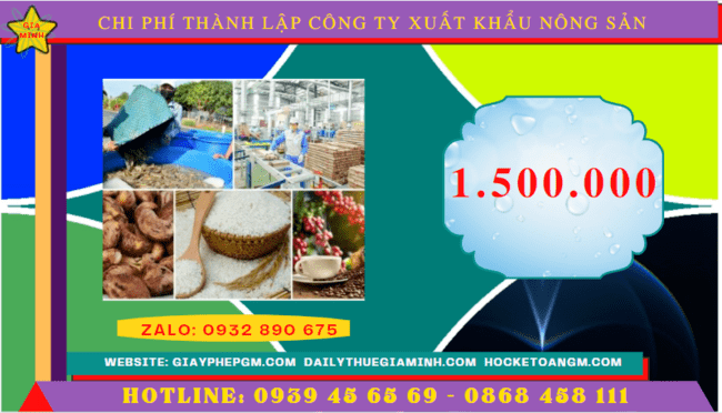 Chi phí thành lập công ty xuất khẩu nông sản tại Tây Ninh