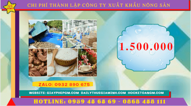 Chi phí thành lập công ty xuất khẩu nông sản tại Thái Bình