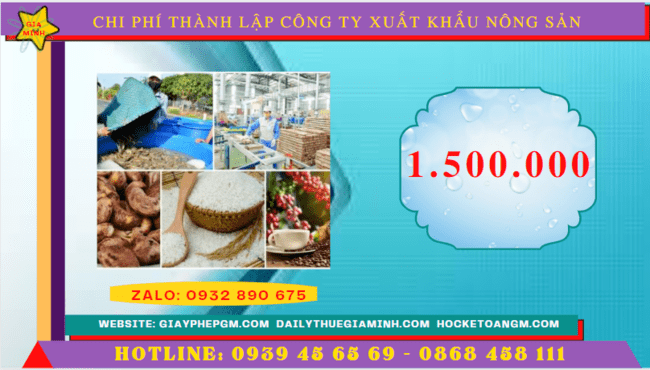 Chi phí thành lập công ty xuất khẩu nông sản tại Thanh Hóa