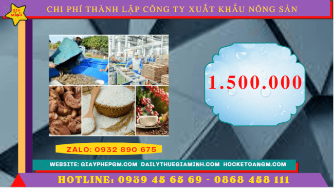 Chi phí thành lập công ty xuất khẩu nông sản tại Thành Phố Cần Thơ