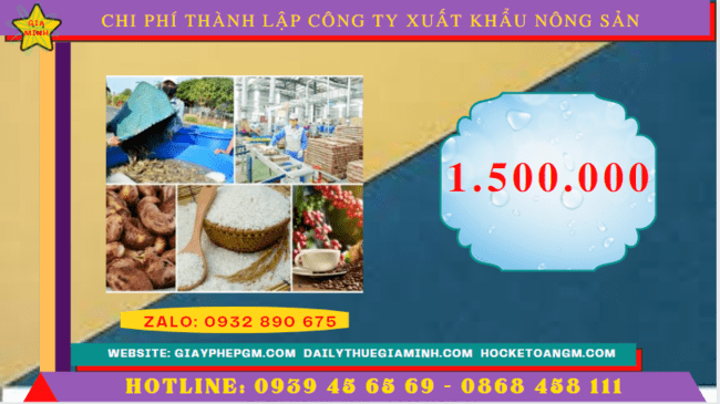Chi phí thành lập công ty xuất khẩu nông sản tại Thành Phố Hải Phòng