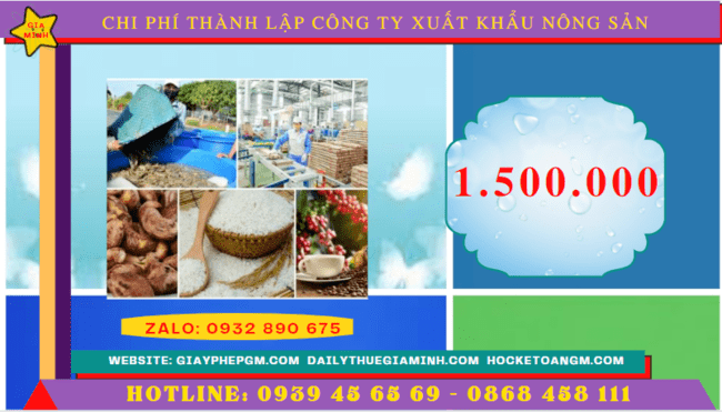 Chi phí thành lập công ty xuất khẩu nông sản tại Thành Phố Hưng Yên
