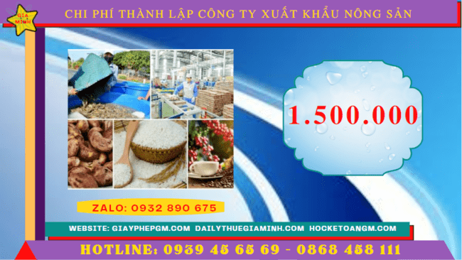 Chi phí thành lập công ty xuất khẩu nông sản tại Thành Phố Thủ Đức 