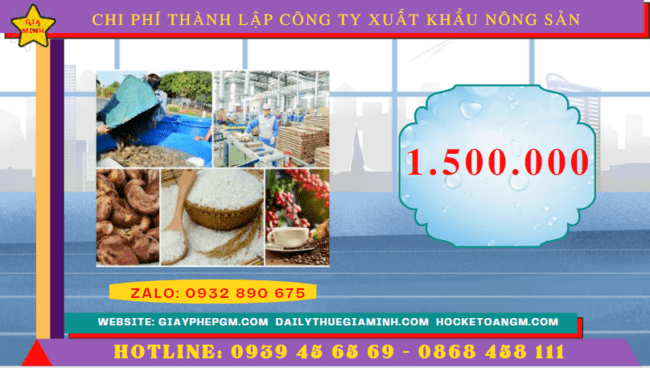 Chi phí thành lập công ty xuất khẩu nông sản tại Tiền Giang