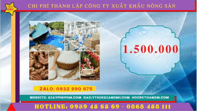 Thành lập công ty xuất khẩu nông sản tại thành phố châu đốc 11 Chi phí thành lập công ty xuất khẩu nông sản tại Thành phố Châu Đốc