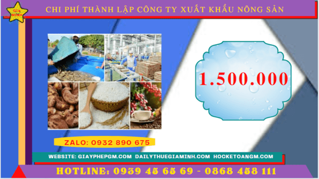 Chi phí thành lập công ty xuất khẩu nông sản tại TP Hồ Chí Minh