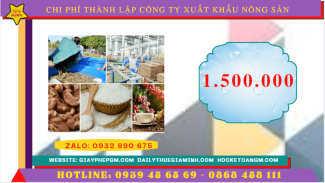 Chi phí thành lập công ty xuất khẩu nông sản tại Trà Vinh