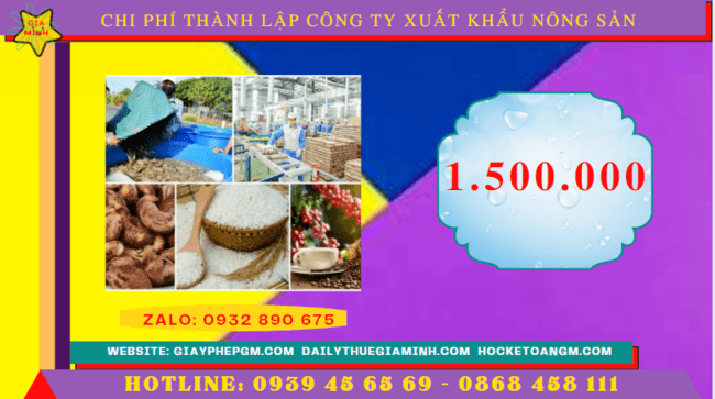 Chi phí thành lập công ty xuất khẩu nông sản tại Vũng Tàu