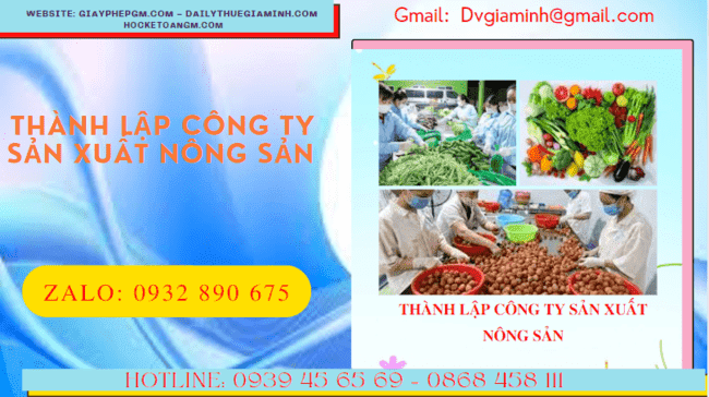 Dịch vụ thành lập công ty sản xuất nông sản tại An Giang