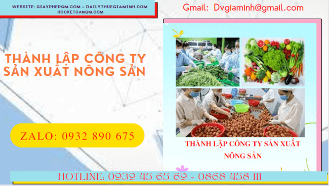 Dịch vụ thành lập công ty sản xuất nông sản tại Bến Tre