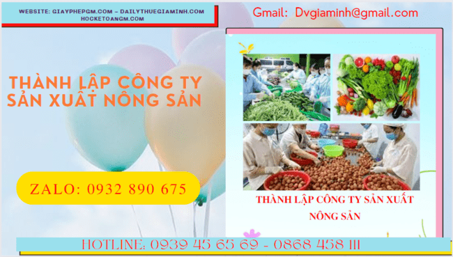 Dịch vụ thành lập công ty sản xuất nông sản tại Bình Định