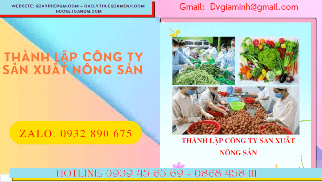 Dịch vụ thành lập công ty sản xuất nông sản tại Bình Dương