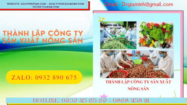 Dịch vụ thành lập công ty sản xuất nông sản tại Bình Phước