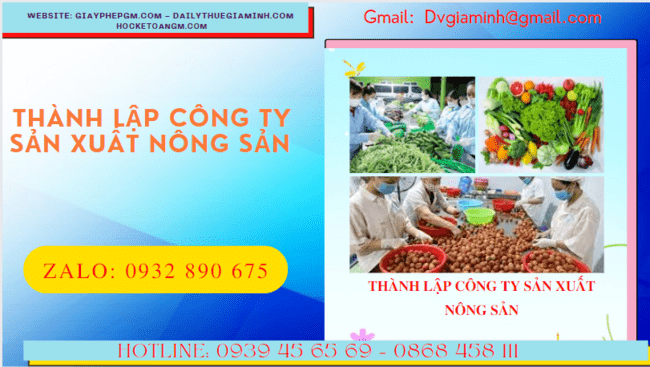 Dịch vụ thành lập công ty sản xuất nông sản tại Bình Thuận