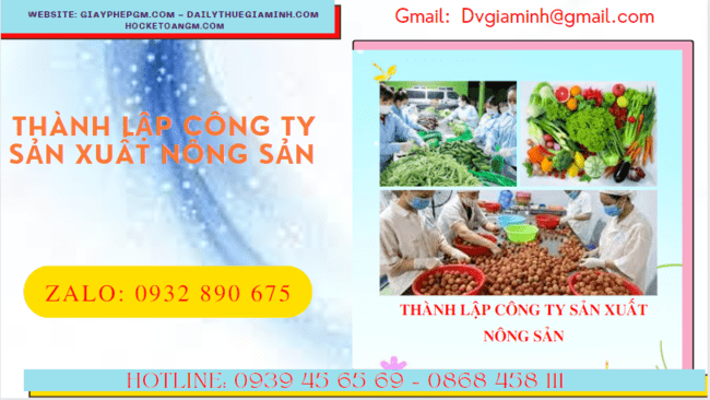 Dịch vụ thành lập công ty sản xuất nông sản tại Cà Mau