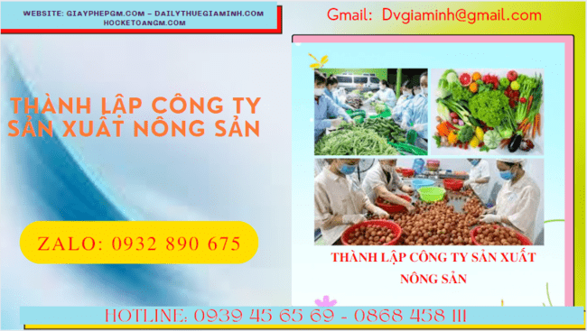 Dịch vụ thành lập công ty sản xuất nông sản tại Cần Thơ