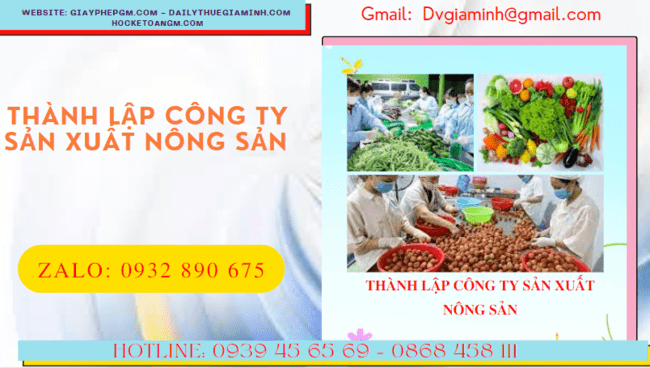 Dịch vụ thành lập công ty sản xuất nông sản tại Đồng Nai