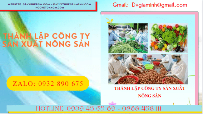 Dịch vụ thành lập công ty sản xuất nông sản tại Đồng Tháp