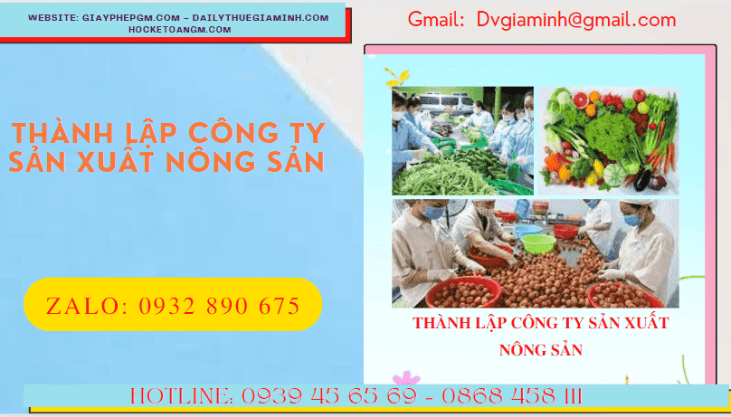 Dịch vụ thành lập công ty sản xuất nông sản tại Hà Tĩnh
