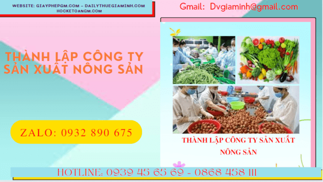 Dịch vụ thành lập công ty sản xuất nông sản tại Hải Dương