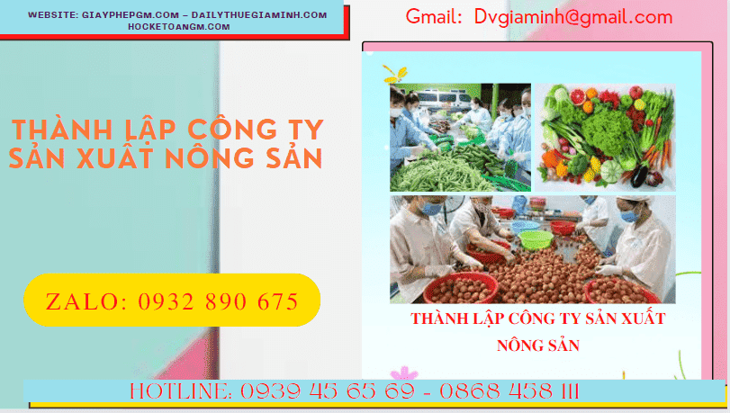 Dịch vụ thành lập công ty sản xuất nông sản tại Hòa Bình