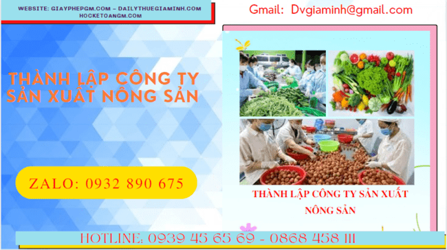 Dịch vụ thành lập công ty sản xuất nông sản tại Hưng Yên