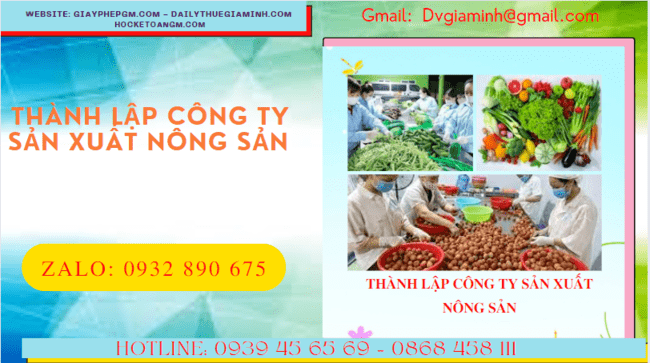 Dịch vụ thành lập công ty sản xuất nông sản tại Khánh Hòa