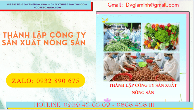 Dịch vụ thành lập công ty sản xuất nông sản tại Kiên Giang
