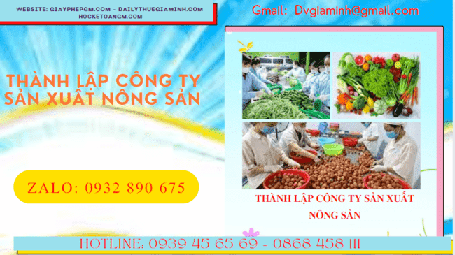 Dịch vụ thành lập công ty sản xuất nông sản tại Lâm Đồng