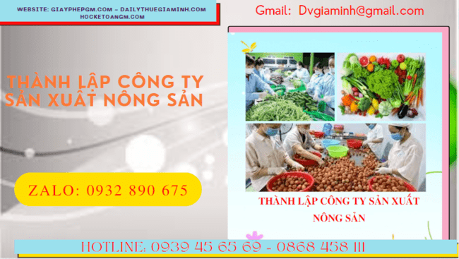 Dịch vụ thành lập công ty sản xuất nông sản tại Nghệ An