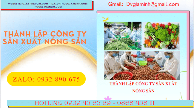 Dịch vụ thành lập công ty sản xuất nông sản tại Ninh Thuận