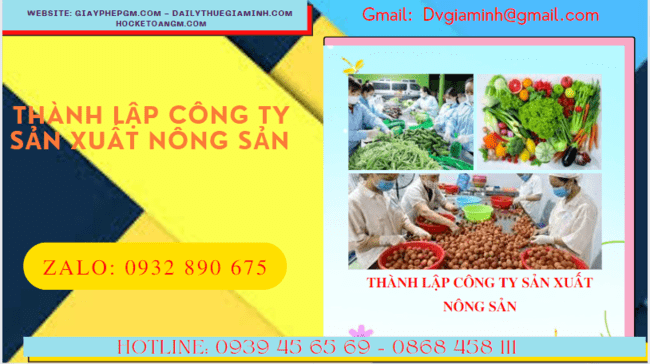 Dịch vụ thành lập công ty sản xuất nông sản tại Phú Yên