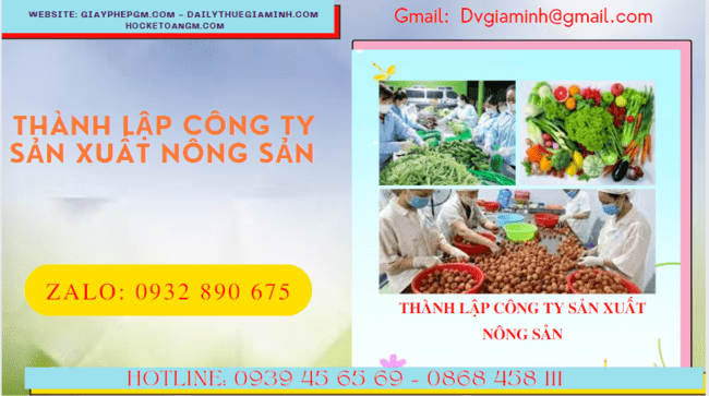 Dịch vụ thành lập công ty sản xuất nông sản tại Quảng Bình