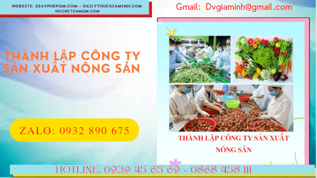 Dịch vụ thành lập công ty sản xuất nông sản tại Quảng Ngãi