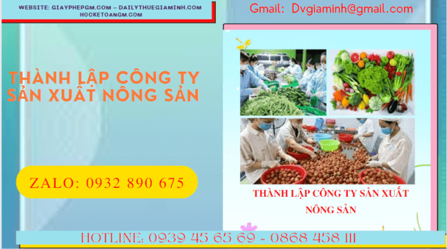 Dịch vụ thành lập công ty sản xuất nông sản tại Thái Bình
