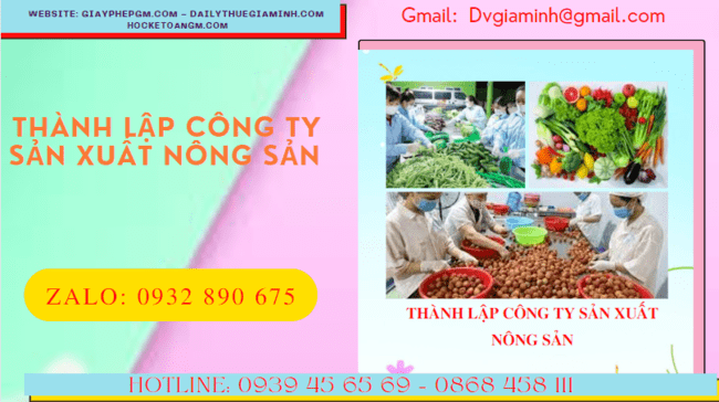 Dịch vụ thành lập công ty sản xuất nông sản tại Thanh Hóa
