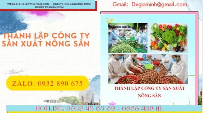 Dịch vụ thành lập công ty sản xuất nông sản tại Thành Phố Cần Thơ