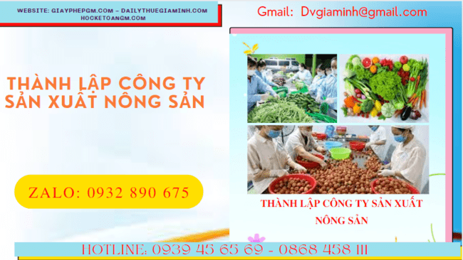 Dịch vụ thành lập công ty sản xuất nông sản tại Thành Phố Hồ Chí Minh