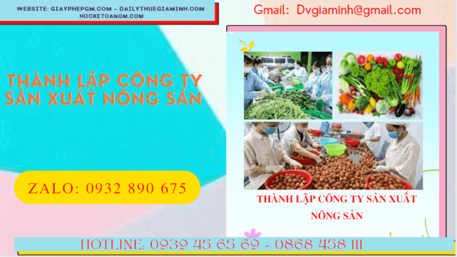 Dịch vụ thành lập công ty sản xuất nông sản tại Thành Phố Thủ Đức 