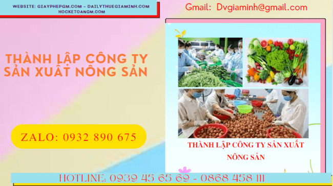Dịch vụ thành lập công ty sản xuất nông sản tại Tiền Giang