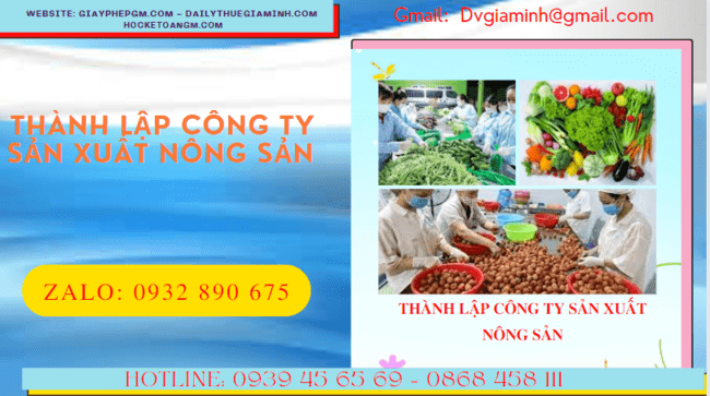 Dịch vụ thành lập công ty sản xuất nông sản tại TP Hồ Chí Minh