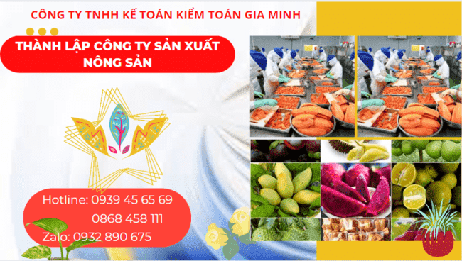 Dịch vụ thành lập công ty sản xuất nông sản tại TPHCM 